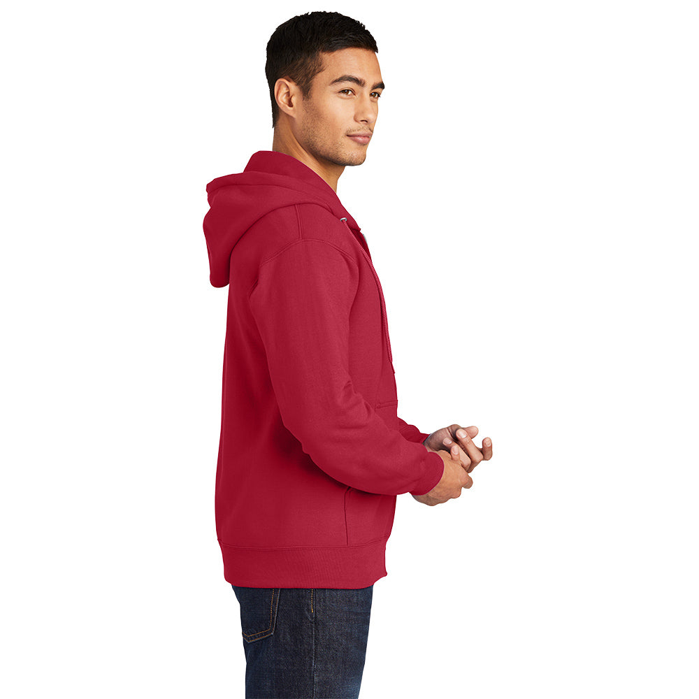 Port & Company® Essential Fleece Full-Zip Hooded Sweatshirt - Red