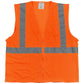 PIP 302-0702Z Economy Type R Class 2 Mesh Safety Vest with Two Pockets & Zipper - Orange