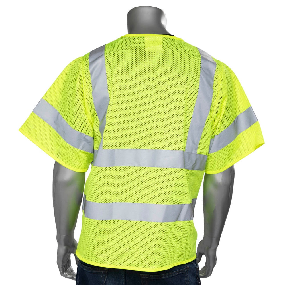 PIP 303-V100 Economy Type R Class 3 Dual Sized Value Mesh Safety Vest - Yellow/Lime