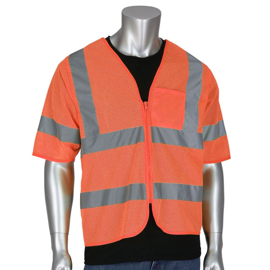 PIP 303-V100 Economy Type R Class 3 Dual Sized Value Mesh Safety Vest - Orange