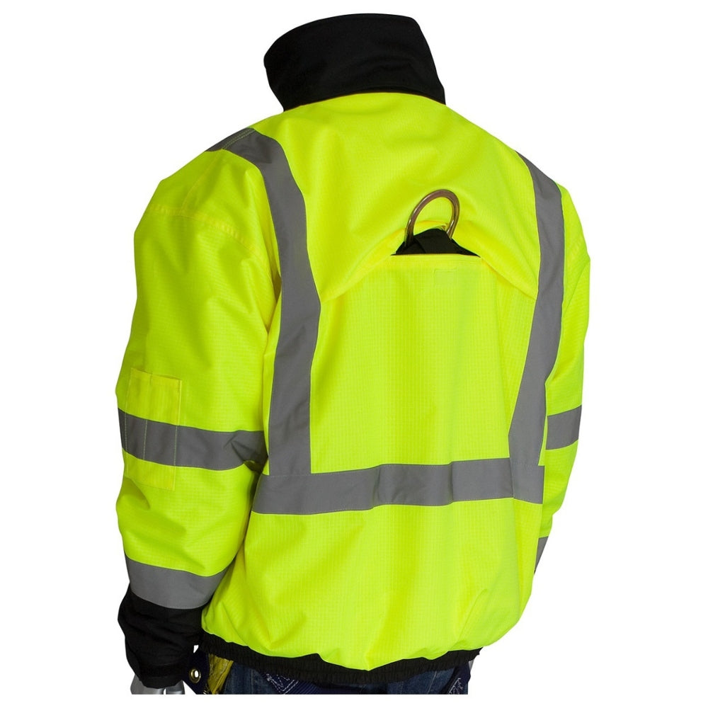 PIP 333-1770 Type R Class 3 Rip Stop Black Bottom Bomber Jacket - Safety Yellow