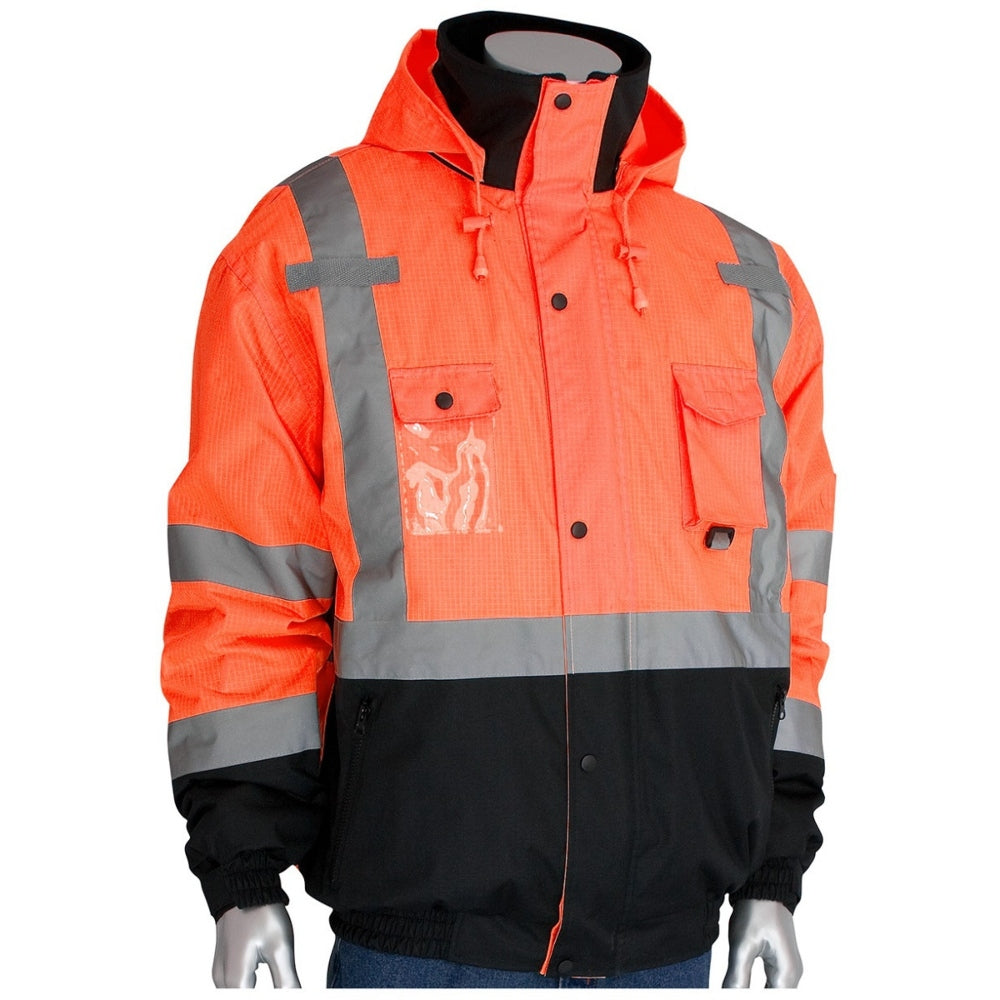 PIP 333-1770 Type R Class 3 Rip Stop Black Bottom Bomber Jacket - Orange