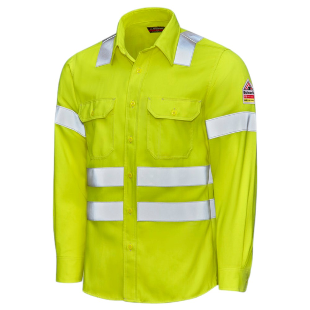 Bulwark Men's H-Visibility Dress Shirt - Hi-Vis Yellow