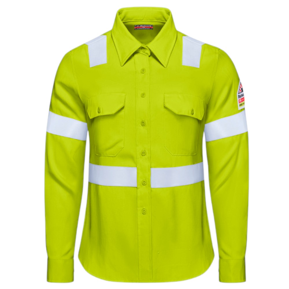 Bulwark FR Women's HI-Visibility Work Shirt - Yellow/Green