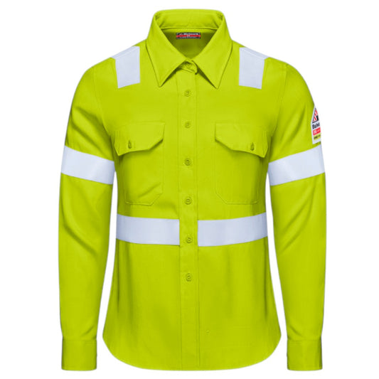 Bulwark FR Women's HI-Visibility Work Shirt - Yellow/Green
