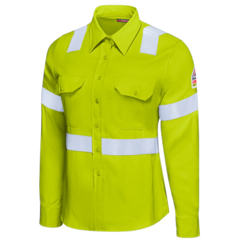 Bulwark FR Women's HI-Visibility Work Shirt - Yellow/Green