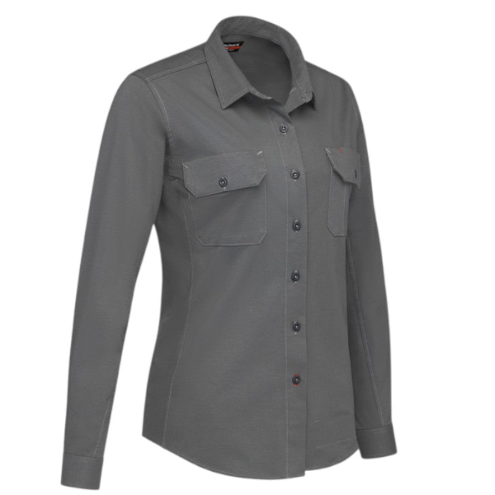 Bulwark FR Women's Flex Knit Button Down Shirt - Grey