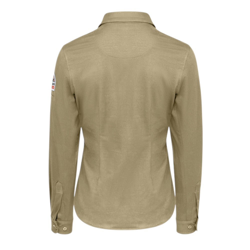 Bulwark FR Women's Flex Knit Button Down Shirt - Khaki