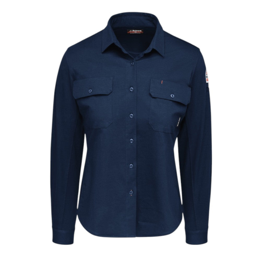 Bulwark FR Women's Flex Knit Button Down Shirt - Navy