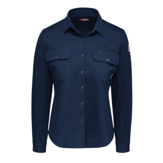 Bulwark FR Women's Flex Knit Button Down Shirt - Navy