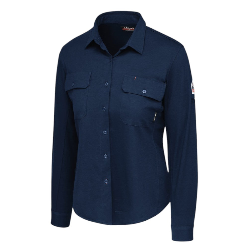 Bulwark FR Women's Flex Knit Button Down Shirt - Navy