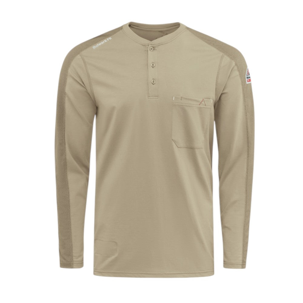 Bulwark FR Men's Flex Knit Henley - Khaki