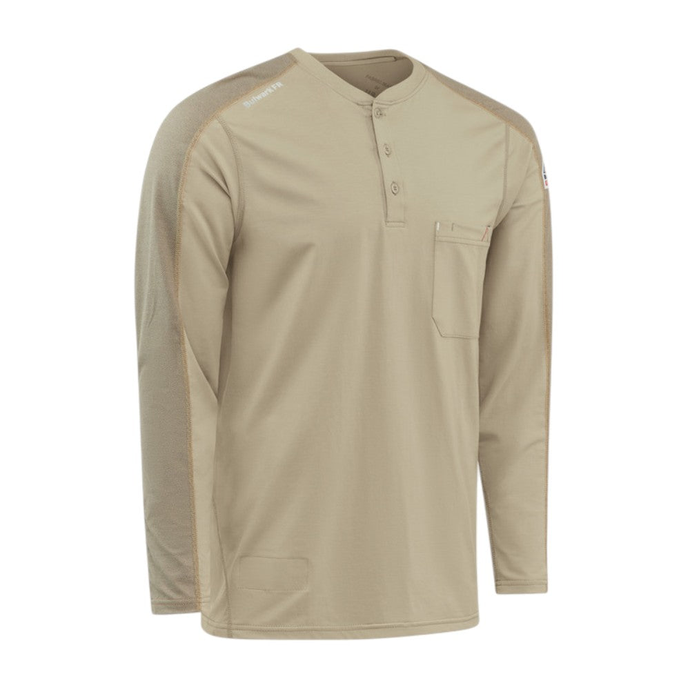 Bulwark FR Men's Flex Knit Henley - Khaki