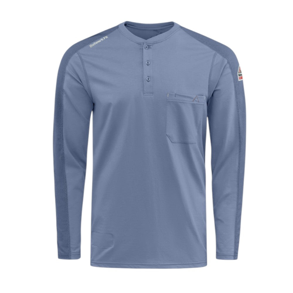 Bulwark FR Men's Flex Knit Henley - Light Blue