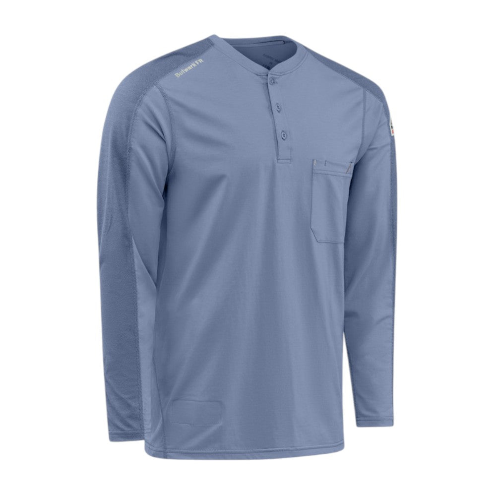 Bulwark FR Men's Flex Knit Henley - Light Blue