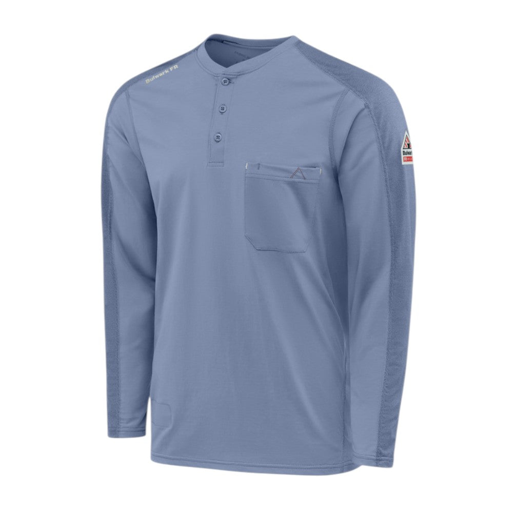 Bulwark FR Men's Flex Knit Henley - Light Blue