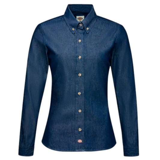 DICKIES Women's Denim Long Sleeve Work Shirt - Indigo Blue