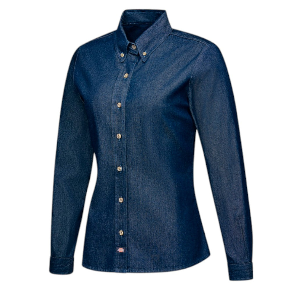 Women's Denim Long Sleeve Work Shirt - Indigo Blue