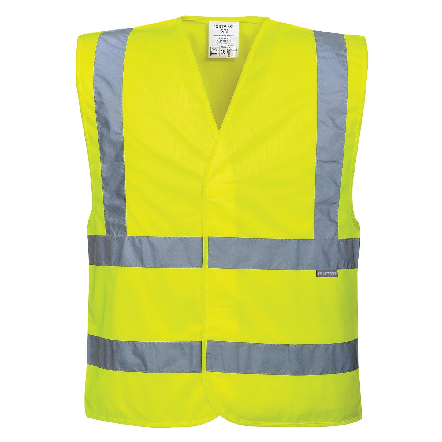 Portwest C470 Hi-Vis Two Band & Brace Safety Vest - Yellow/Lime