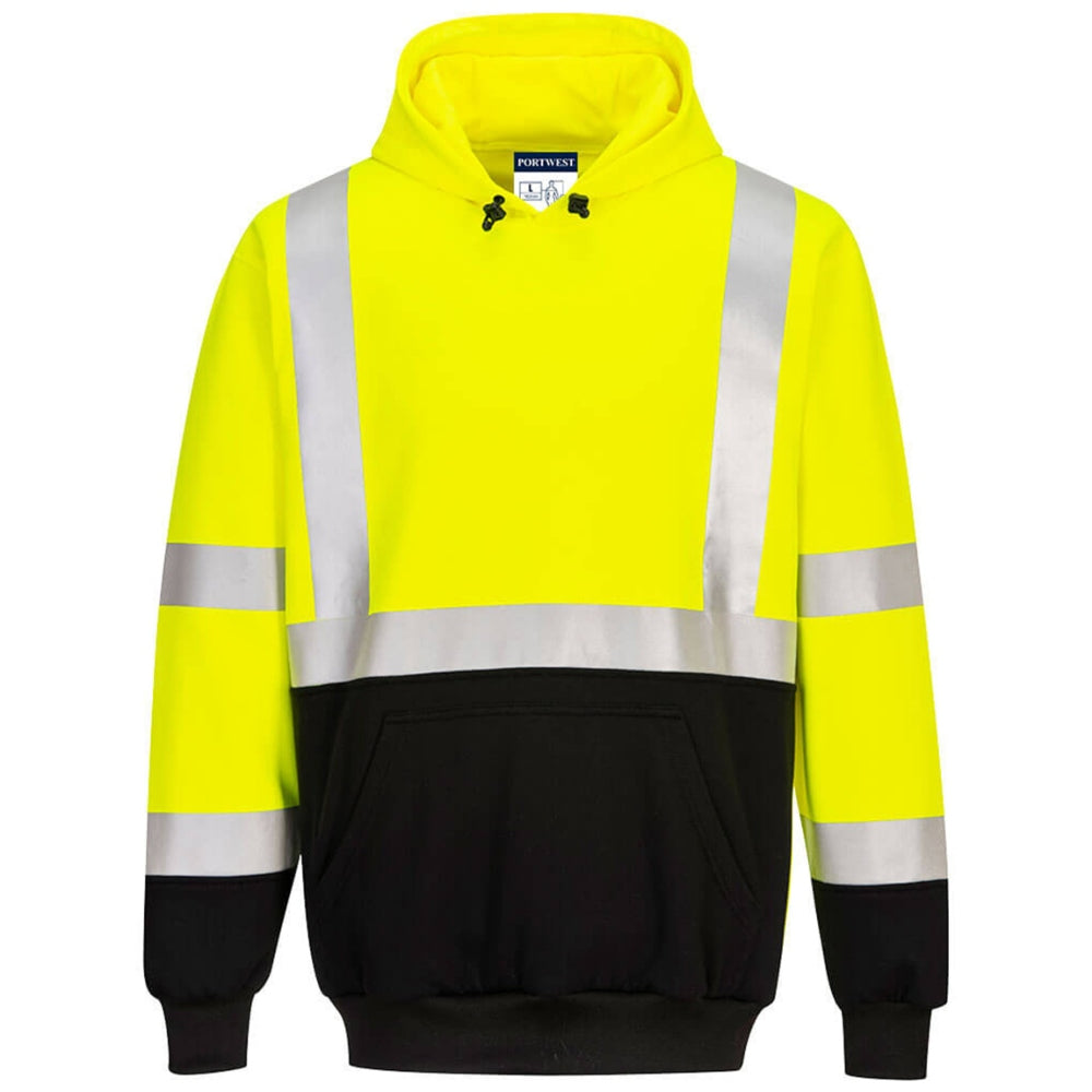 Portwest UB324 Two-Tone Hooded Safety Sweatshirt - Yellow/Lime