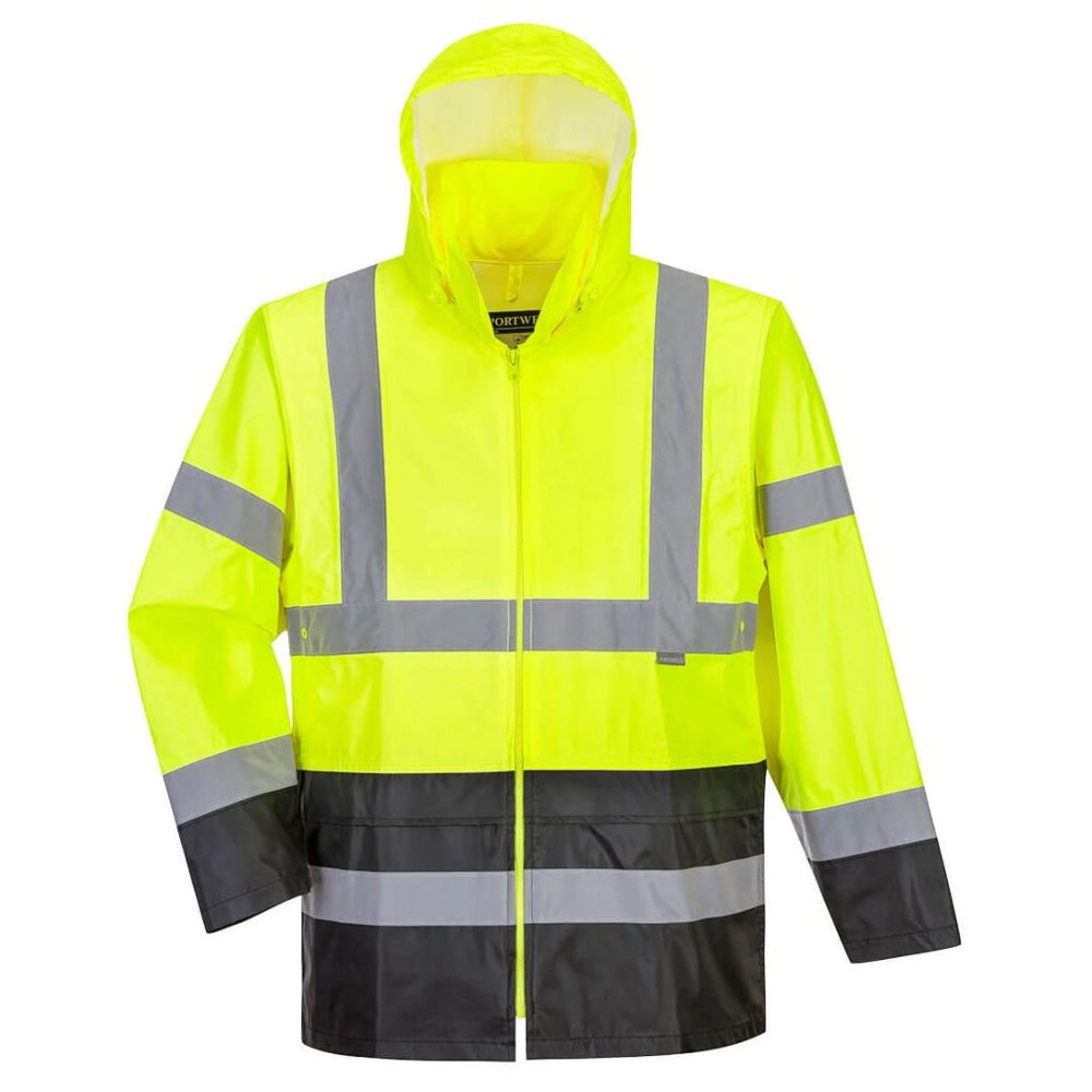 Portwest UH443 Hi-Vis Classic Contrast Rain Jacket - Safety Yellow