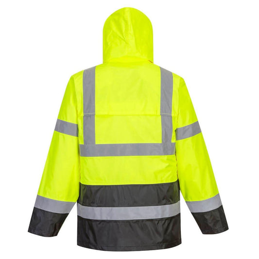Portwest UH443 Hi-Vis Classic Contrast Rain Jacket - Safety Yellow