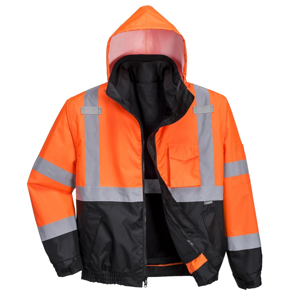 Portwest US365 Hi-Vis Premium 3-in-1 Bomber - Orange/Black