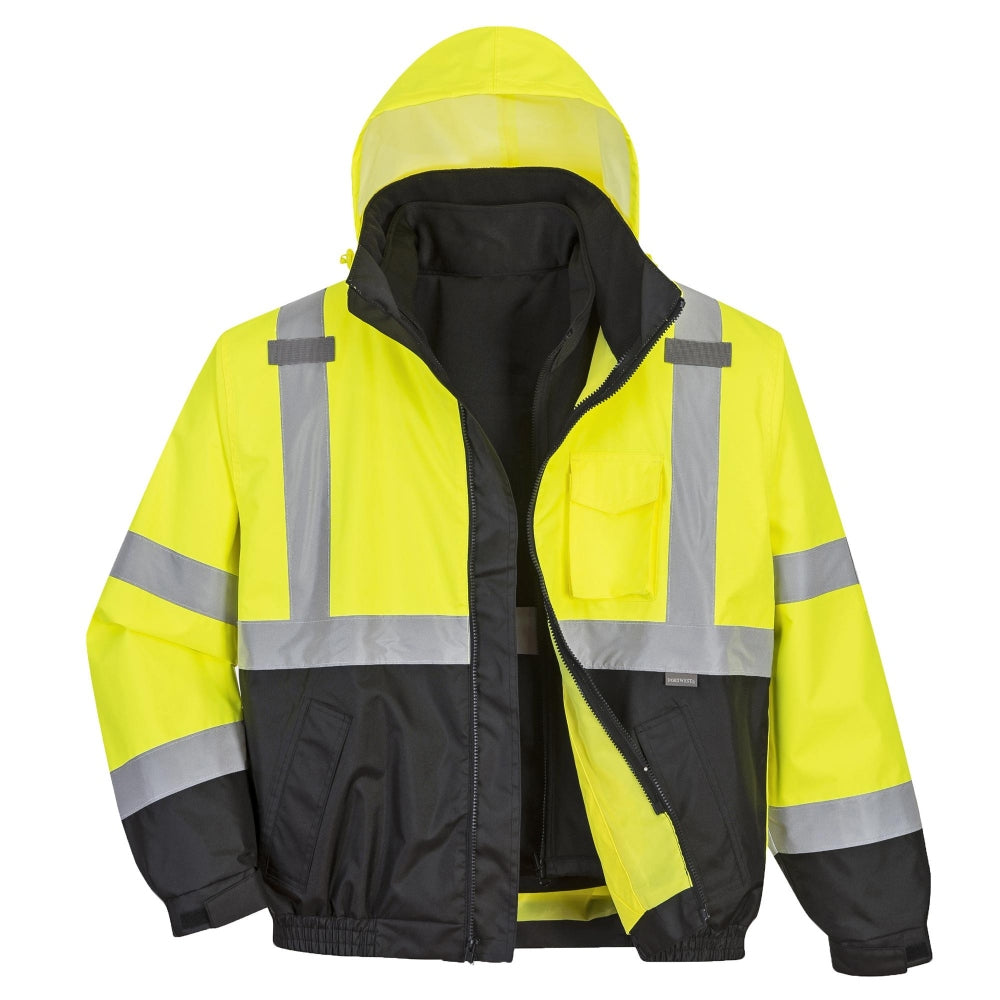 Portwest US365 Hi-Vis Premium 3-in-1 Bomber - Yellow/Black