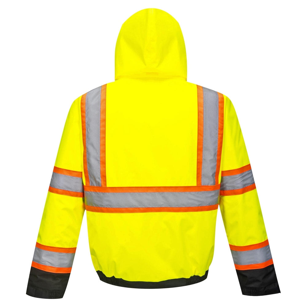 Portwest US368 Hi-Vis Contrast Tape Bomber Jacket - Yellow/Black