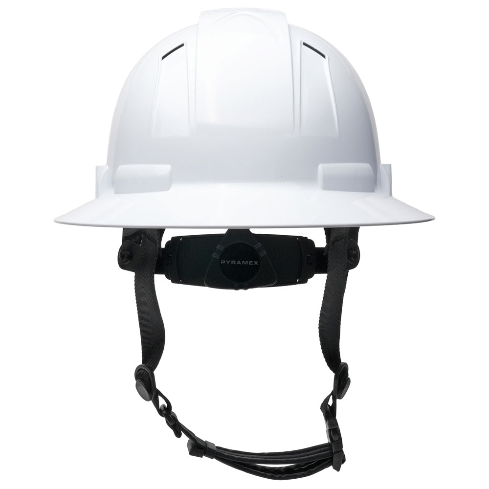 Pyramex HPT256160V Ridgeline T2 Vented Full Brim Hard Hat - 6-Point Ratchet Suspension - White