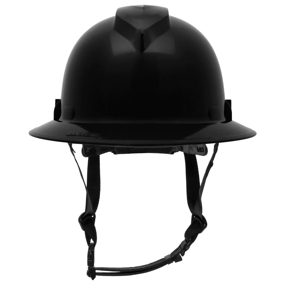 Pyramex HPT256160V Ridgeline T2 Vented Full Brim Hard Hat - 6-Point Ratchet Suspension - Black