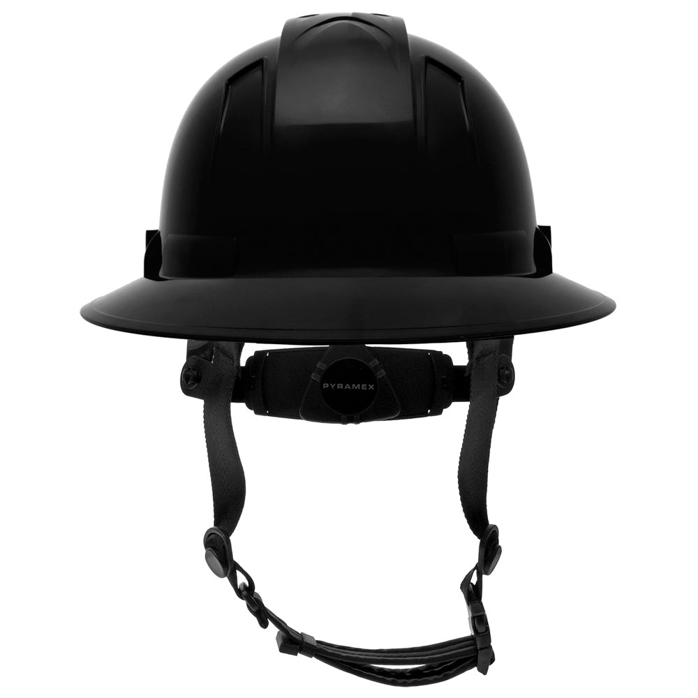 Pyramex HPT256160V Ridgeline T2 Vented Full Brim Hard Hat - 6-Point Ratchet Suspension - Black