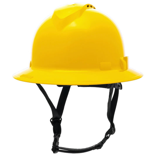 Pyramex HPT256160V Ridgeline T2 Vented Full Brim Hard Hat - 6-Point Ratchet Suspension - Yellow