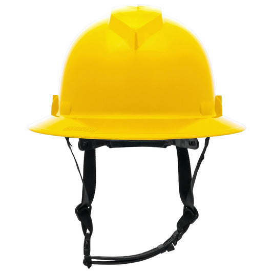 Pyramex HPT256160V Ridgeline T2 Vented Full Brim Hard Hat - 6-Point Ratchet Suspension - Yellow