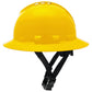 Pyramex HPT256160V Ridgeline T2 Vented Full Brim Hard Hat - 6-Point Ratchet Suspension - Yellow