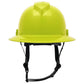 Pyramex HPT256160V Ridgeline T2 Vented Full Brim Hard Hat - 6-Point Ratchet Suspension - Hi-Vis Lime