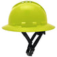 Pyramex HPT256160V Ridgeline T2 Vented Full Brim Hard Hat - 6-Point Ratchet Suspension - Hi-Vis Lime