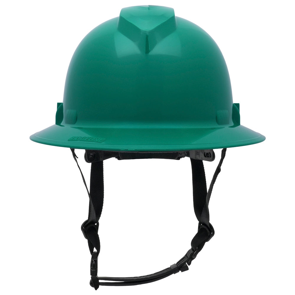 Pyramex HPT256160V Ridgeline T2 Vented Full Brim Hard Hat - 6-Point Ratchet Suspension - Green