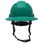 Pyramex HPT256160V Ridgeline T2 Vented Full Brim Hard Hat - 6-Point Ratchet Suspension - Green