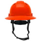 Pyramex HPT256160V Ridgeline T2 Vented Full Brim Hard Hat - 6-Point Ratchet Suspension - Hi-Vis Orange