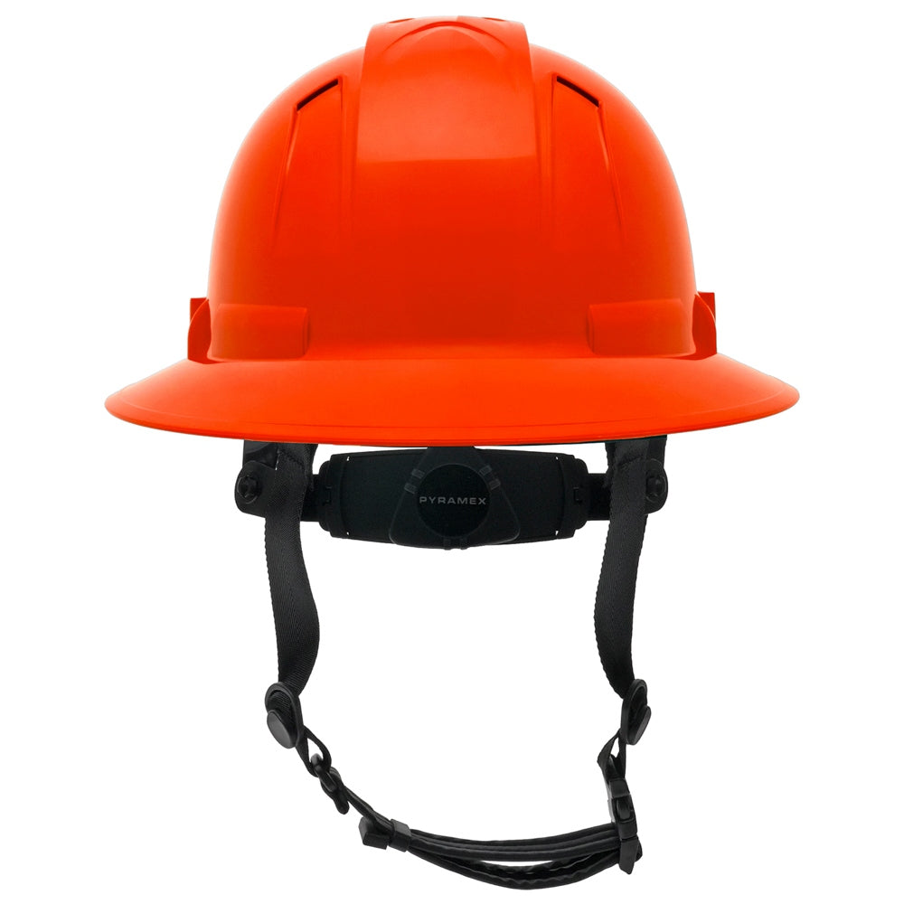 Pyramex HPT256160V Ridgeline T2 Vented Full Brim Hard Hat - 6-Point Ratchet Suspension - Hi-Vis Orange