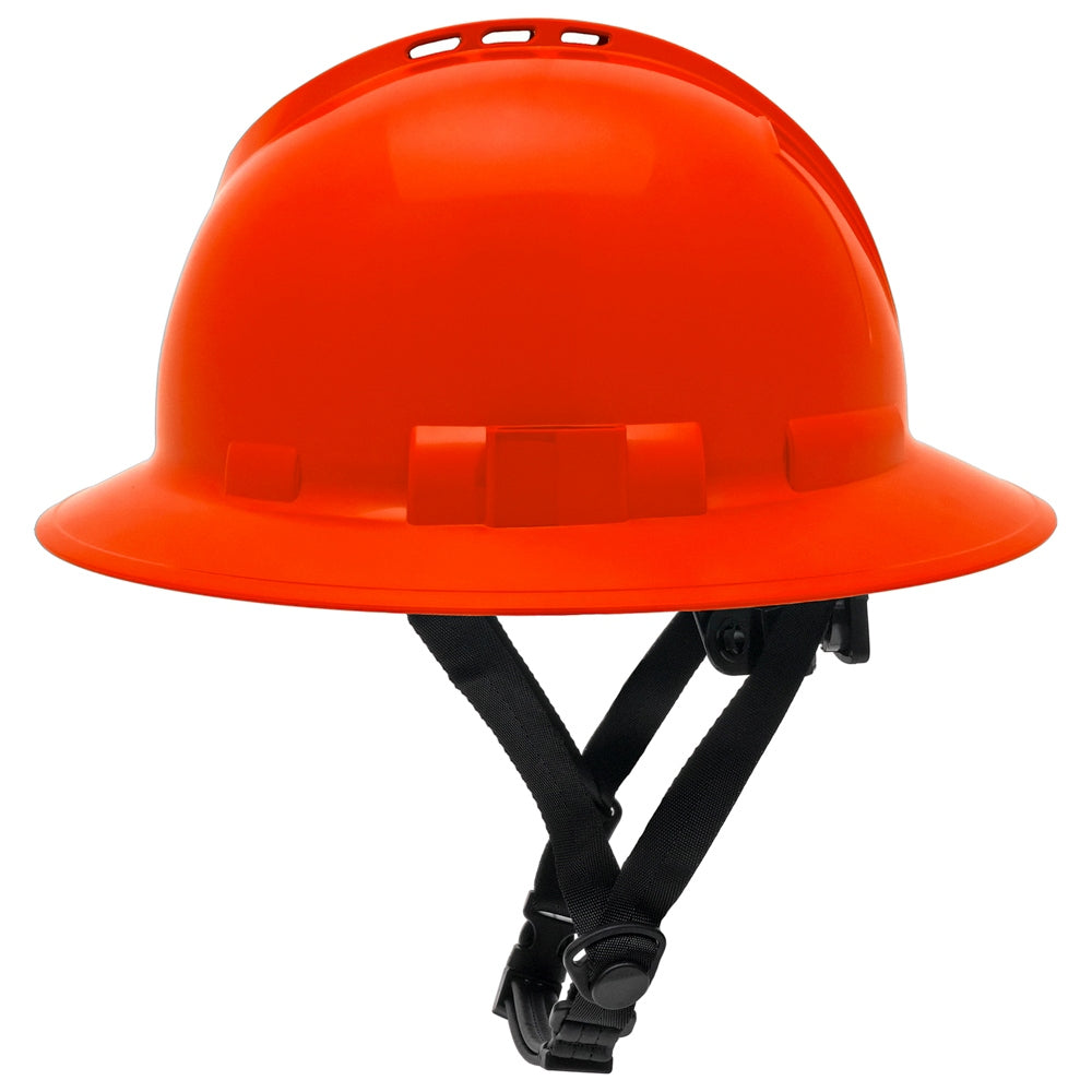 Pyramex HPT256160V Ridgeline T2 Vented Full Brim Hard Hat - 6-Point Ratchet Suspension - Hi-Vis Orange