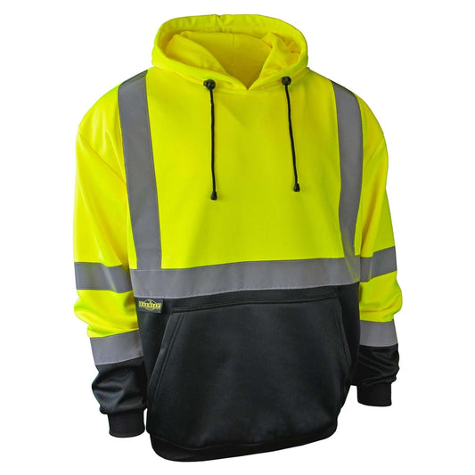 Radians SJ02B-3PGS Type R Class 3 Color Blocked Hooded Pullover Sweatshirt - Yellow/Lime