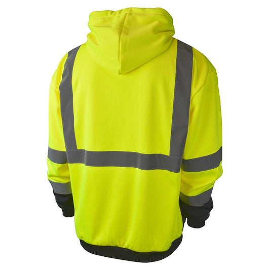 Radians SJ02B-3PGS Type R Class 3 Color Blocked Hooded Pullover Sweatshirt - Yellow/Lime