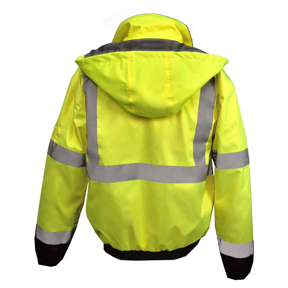 Radians SJ11QB-3ZGS Type R Class 3 Weatherproof Bomber Jacket with Quilted Built-In Liner - Yellow/Black