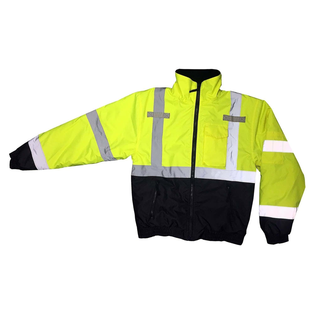 Radians SJ11QB-3ZGS Type R Class 3 Weatherproof Bomber Jacket with Quilted Built-In Liner - Yellow/Black