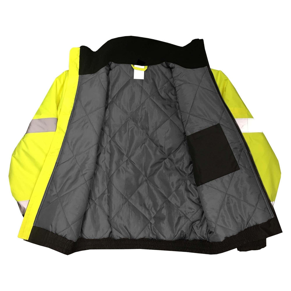 Radians SJ11QB-3ZGS Type R Class 3 Weatherproof Bomber Jacket with Quilted Built-In Liner - Yellow/Black