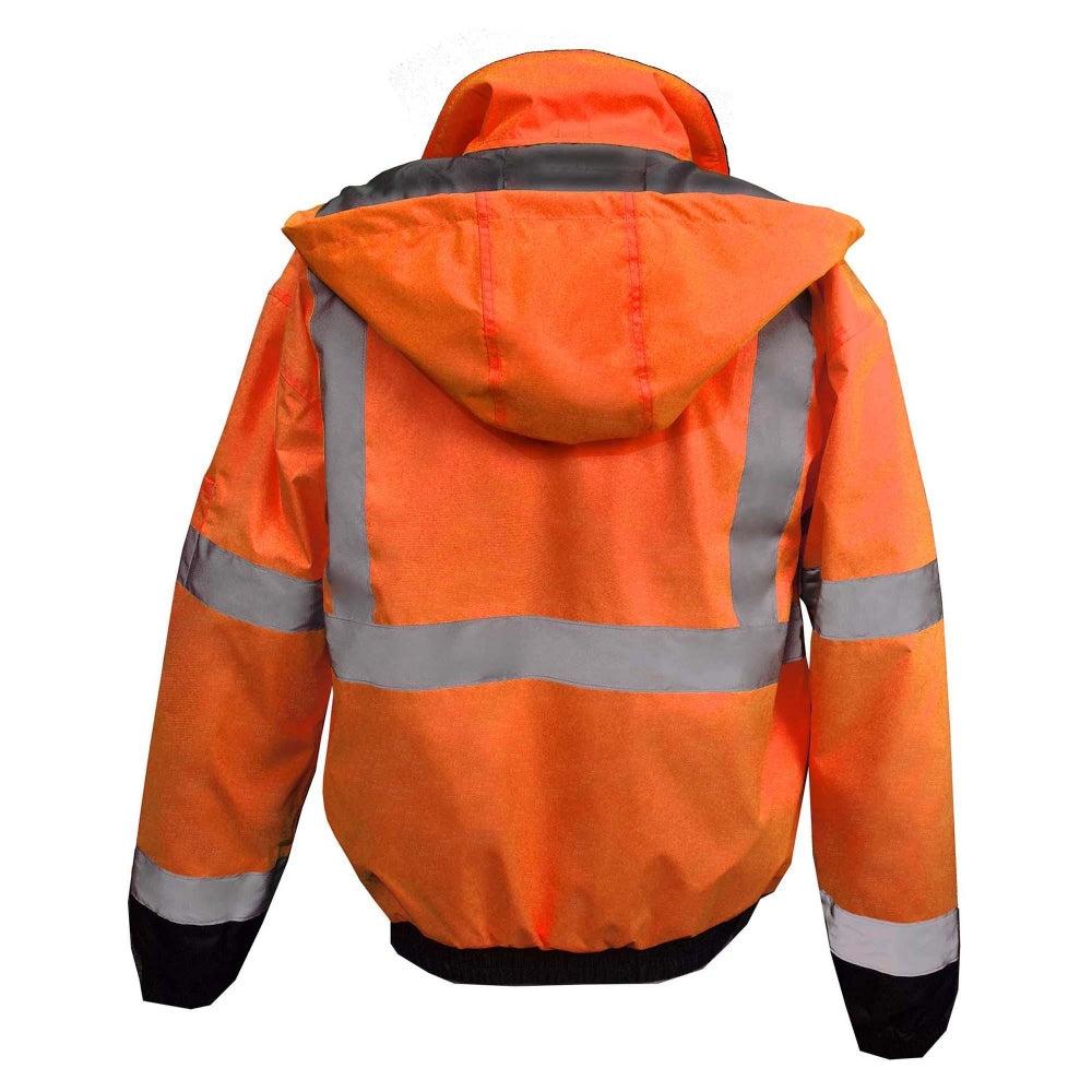 Radians SJ11QB-3ZGS Type R Class 3 Weatherproof Bomber Jacket with Quilted Built-In Liner - Orange/Black