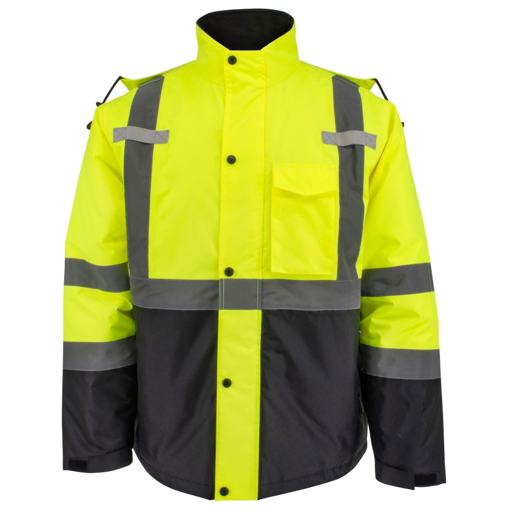 Radians SJ411QB-3ZGS Type R Class 3 Black Bottom Quilted Parka - Yellow/Lime