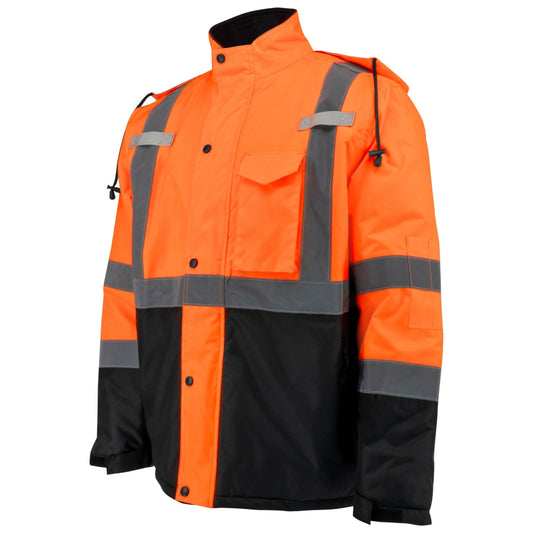 Radians SJ411QB-3Z0S Type R Class 3 Black Bottom Quilted Parka - Orange